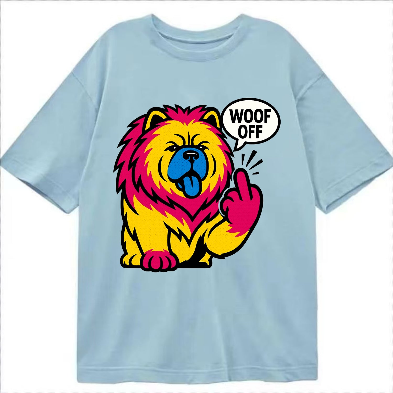 Chow Chow with lion mane and blue-black tongue, fluffy dignified paw up with sass - Classic T-shirt - Light Blue