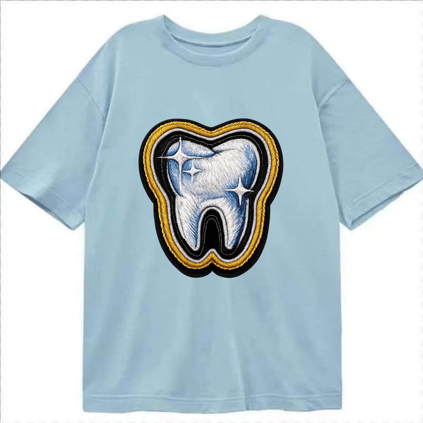 DENTAL TOOTH - molar with sparkle in white and blue , dentist - Classic T-shirt - Light Blue