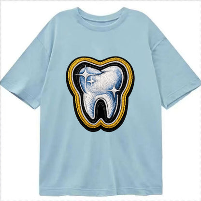 DENTAL TOOTH - molar with sparkle in white and blue , dentist - Classic T-shirt - Light Blue