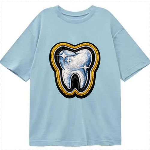 DENTAL TOOTH - molar with sparkle in white and blue , dentist - Classic T-shirt