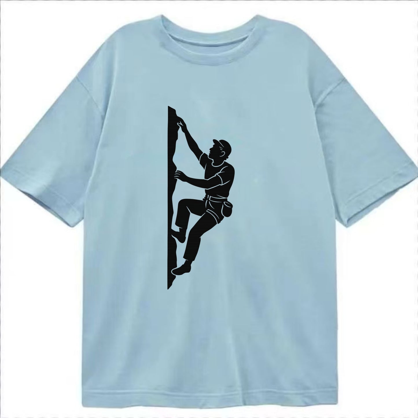 Rock climber reaching for the next hold - Classic T-shirt - Light Blue