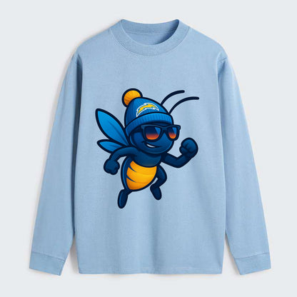 LA Lightning Bug wearing Chargers powder blue and gold beanie with pom - Classic Long Sleeve Shirt - Light Blue