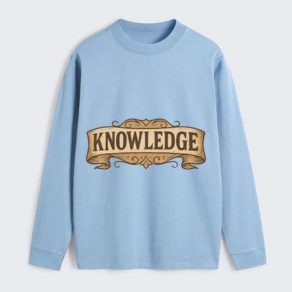 Bold typography design - "KNOWLEDGE" - learning, understanding - Classic Long Sleeve Shirt - Light Blue