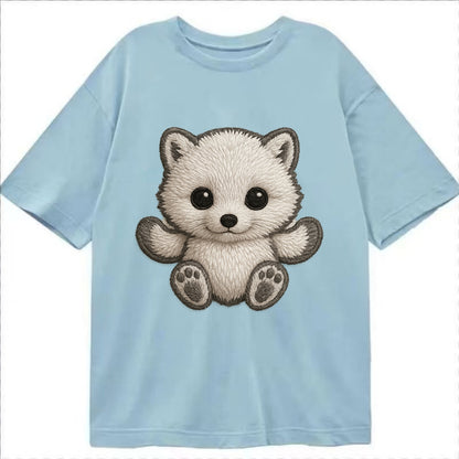 Baby Arctic Fox - white fluffy, tiny black nose, bright curious eyes, - Classic T-shirt - Light Blue