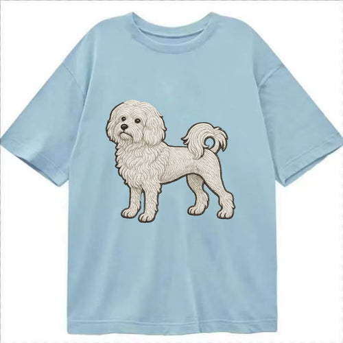 Löwchen - Little Lion Dog white embroidered pose - Classic T-shirt