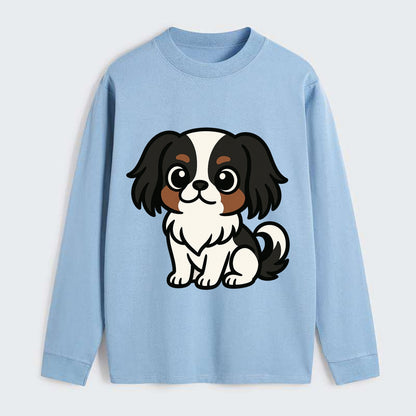 Japanese Chin - Black and white sitting pose - Classic Long Sleeve Shirt - Light Blue
