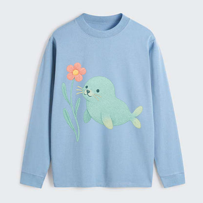 Mint Seal Pup - Classic Long Sleeve Shirt - Light Blue