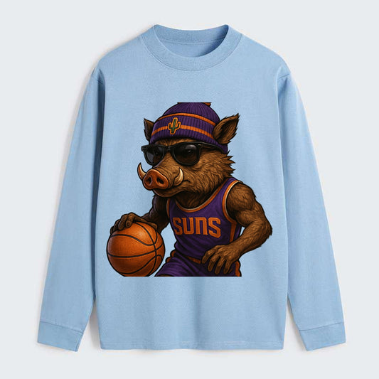 Phoenix Javelina wearing Suns beanie with cactus patch and wayfarer - Classic Long Sleeve Shirt - Light Blue