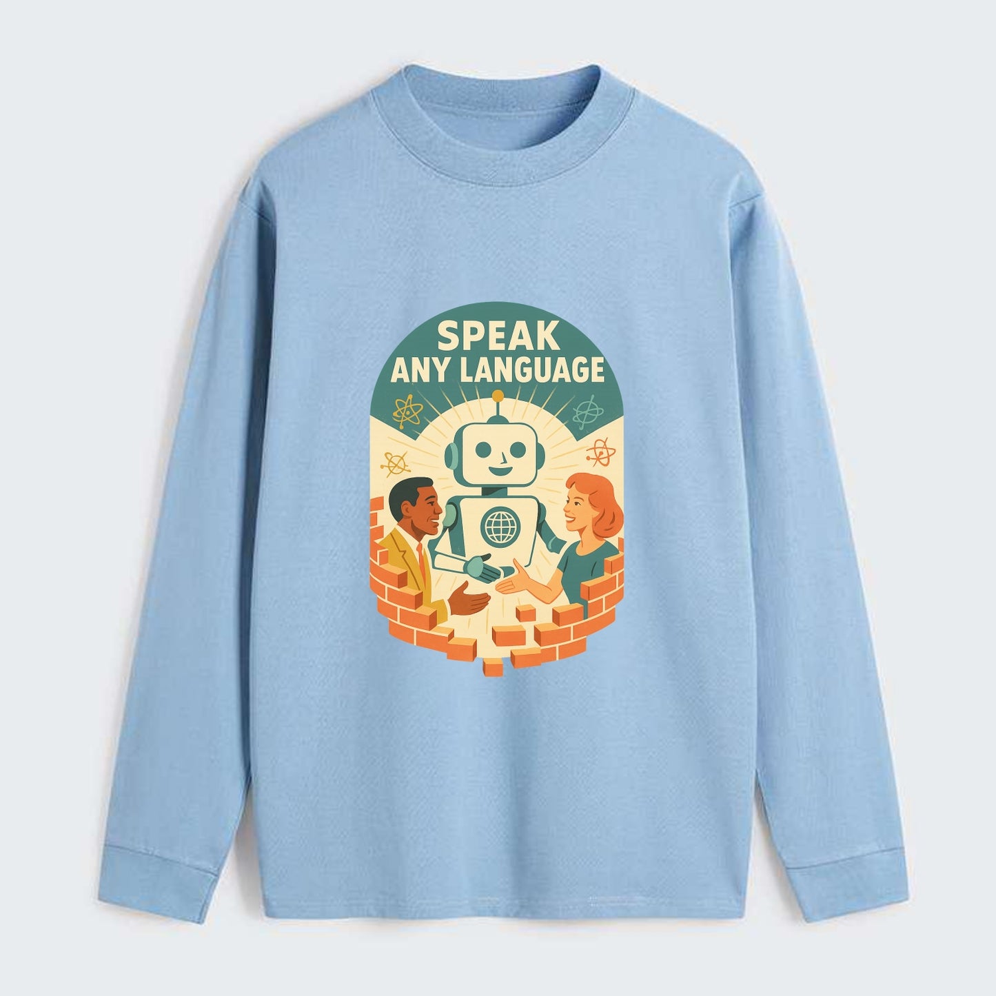 Language learning AI breaking down barriers - "Speak Any Language" - - Classic Long Sleeve Shirt - Light Blue