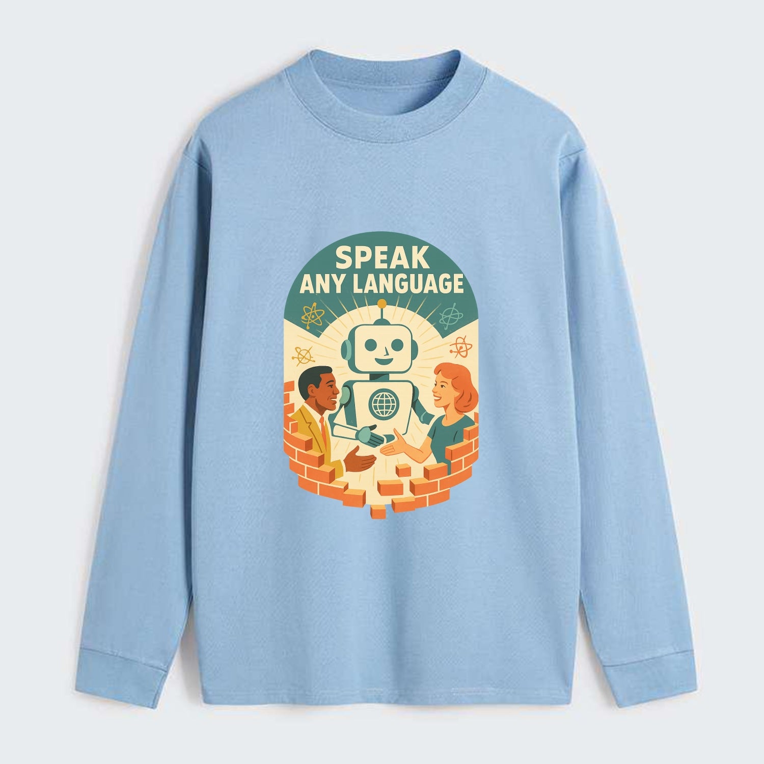 Language learning AI breaking down barriers - "Speak Any Language" - - Classic Long Sleeve Shirt - Light Blue