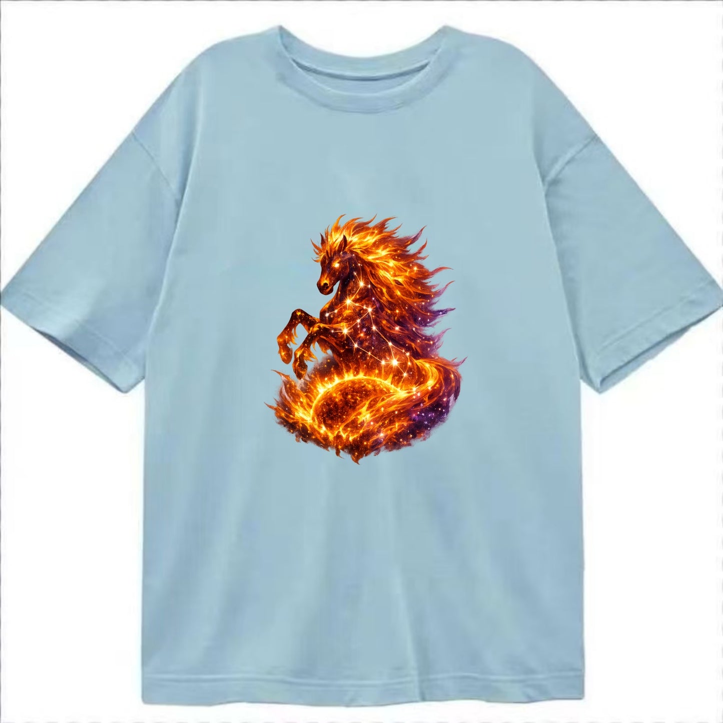SOLAR FLARE | Horse emerging from the sun | Solar corona mane | Star power | - Classic T-shirt - Light Blue