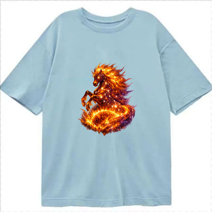 SOLAR FLARE | Horse emerging from the sun | Solar corona mane | Star power | - Classic T-shirt - Light Blue