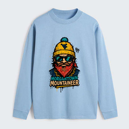 Morgantown Mountaineer wearing West Virginia beanie with WV patch - Classic Long Sleeve Shirt - Light Blue