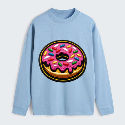 DONUT SPRINKLES - glazed donut with sprinkles in pink and rainbow , - Classic Long Sleeve Shirt - Light Blue