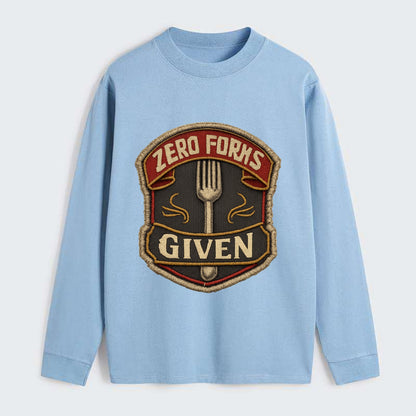 ZERO FORKS GIVEN - fork with text in silver , no cares attitude - Classic Long Sleeve Shirt - Light Blue