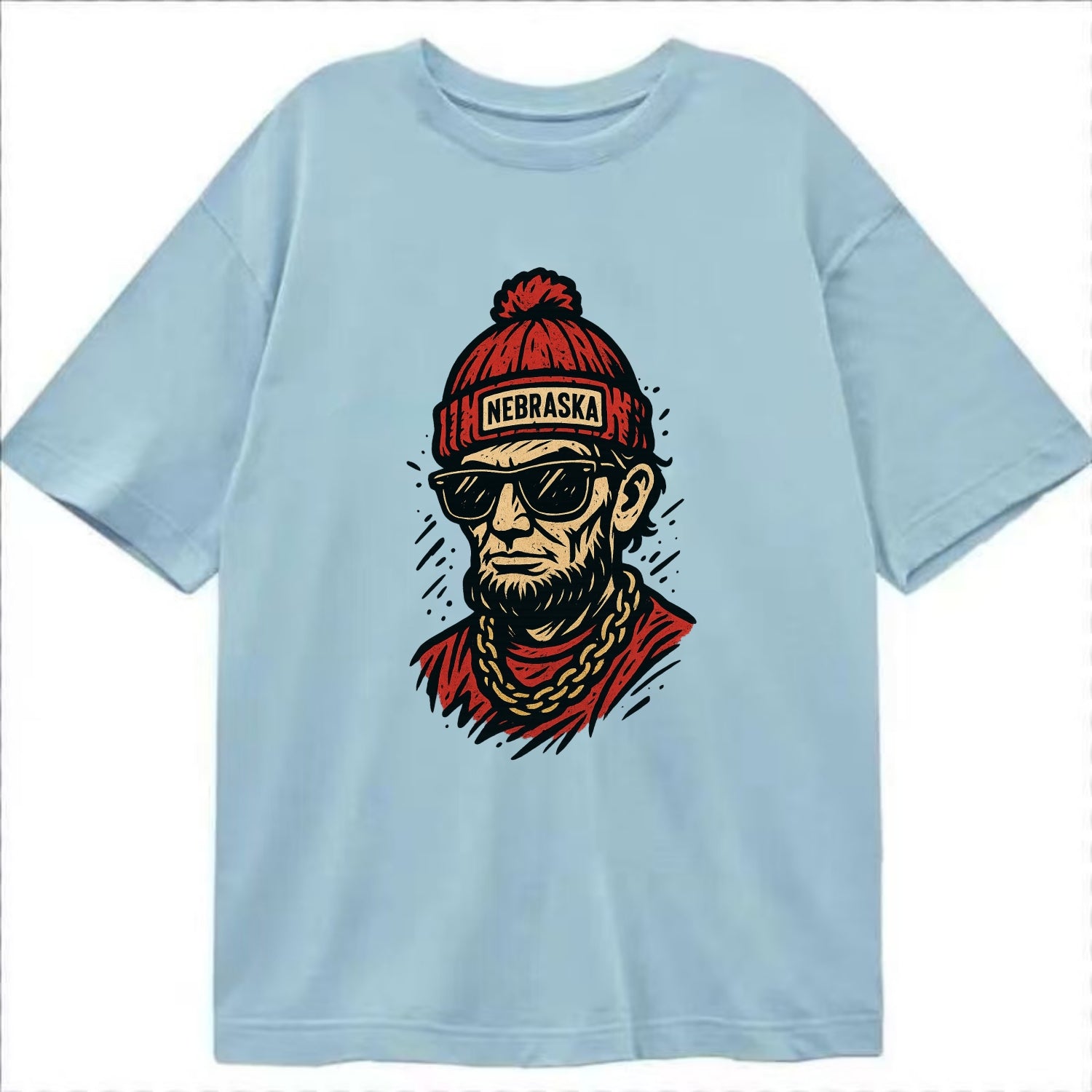 Lincoln Cornhusker wearing Nebraska bean - Classic T-shirt - Light Blue