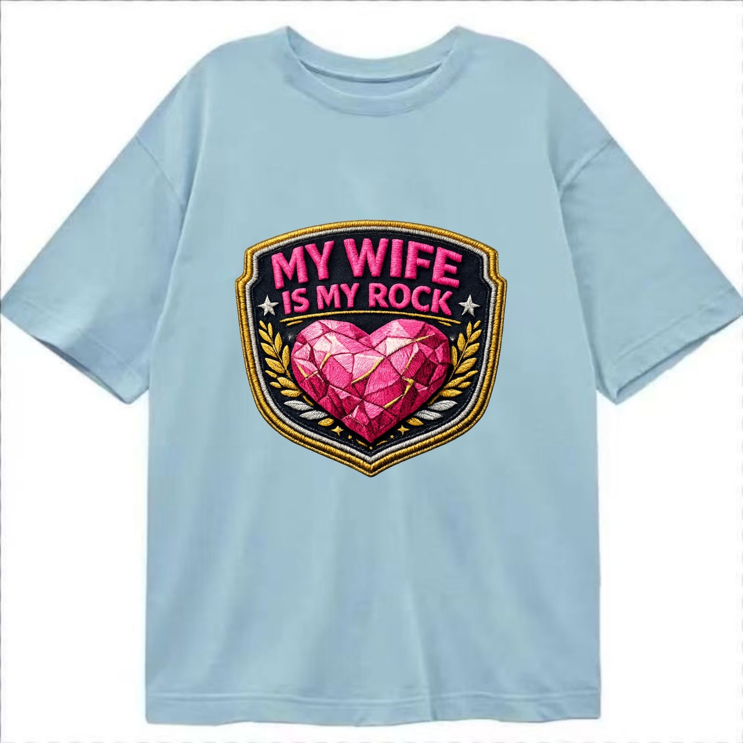 MY WIFE IS MY ROCK - pink rock heart - pink - solid wife - Classic T-shirt - Light Blue