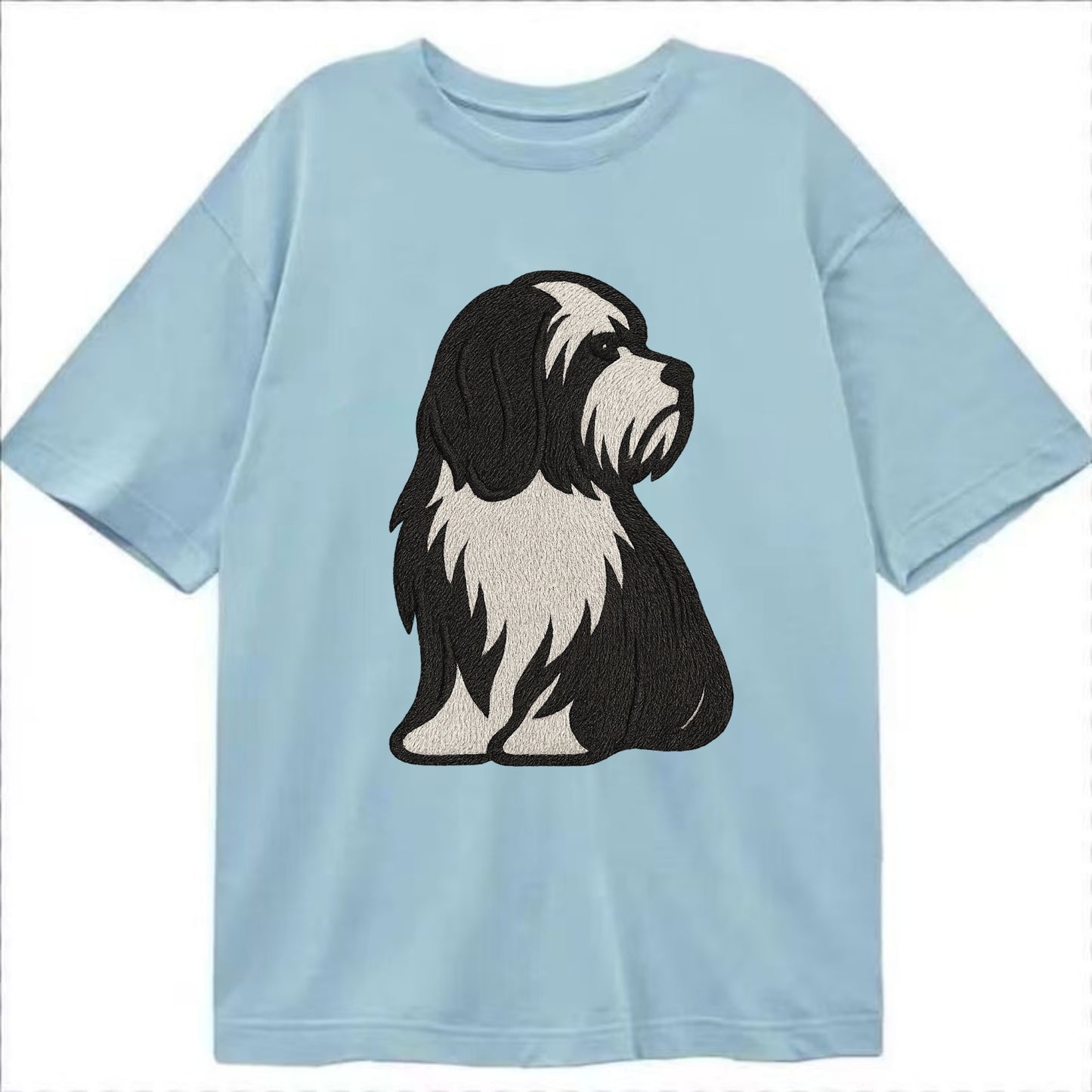 Tibetan Terrier - Black and white long c - Classic T-shirt - Light Blue