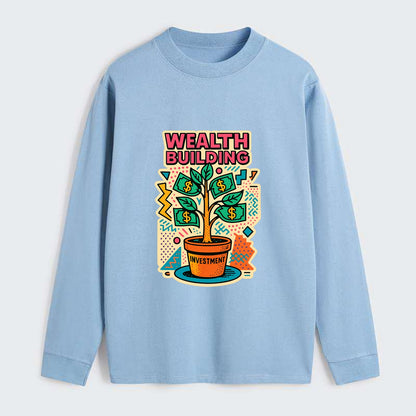 Money tree growing from investment pot - financial independence - Classic Long Sleeve Shirt - Light Blue