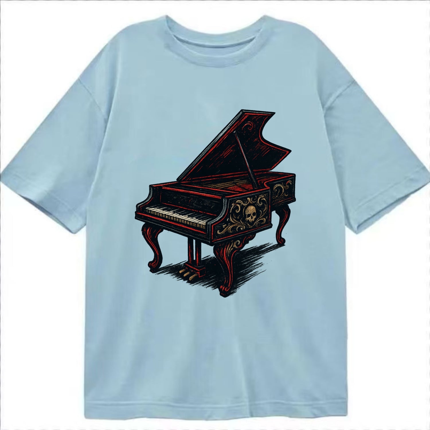 Harpsichord with baroque decorative styling - Classic T-shirt - Light Blue