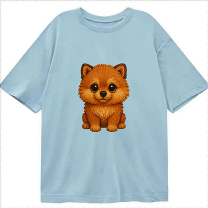 Baby Pomeranian Puppy - fluffy orange ball, fox face, tiny body, bright eyes, - Classic T-shirt - Light Blue