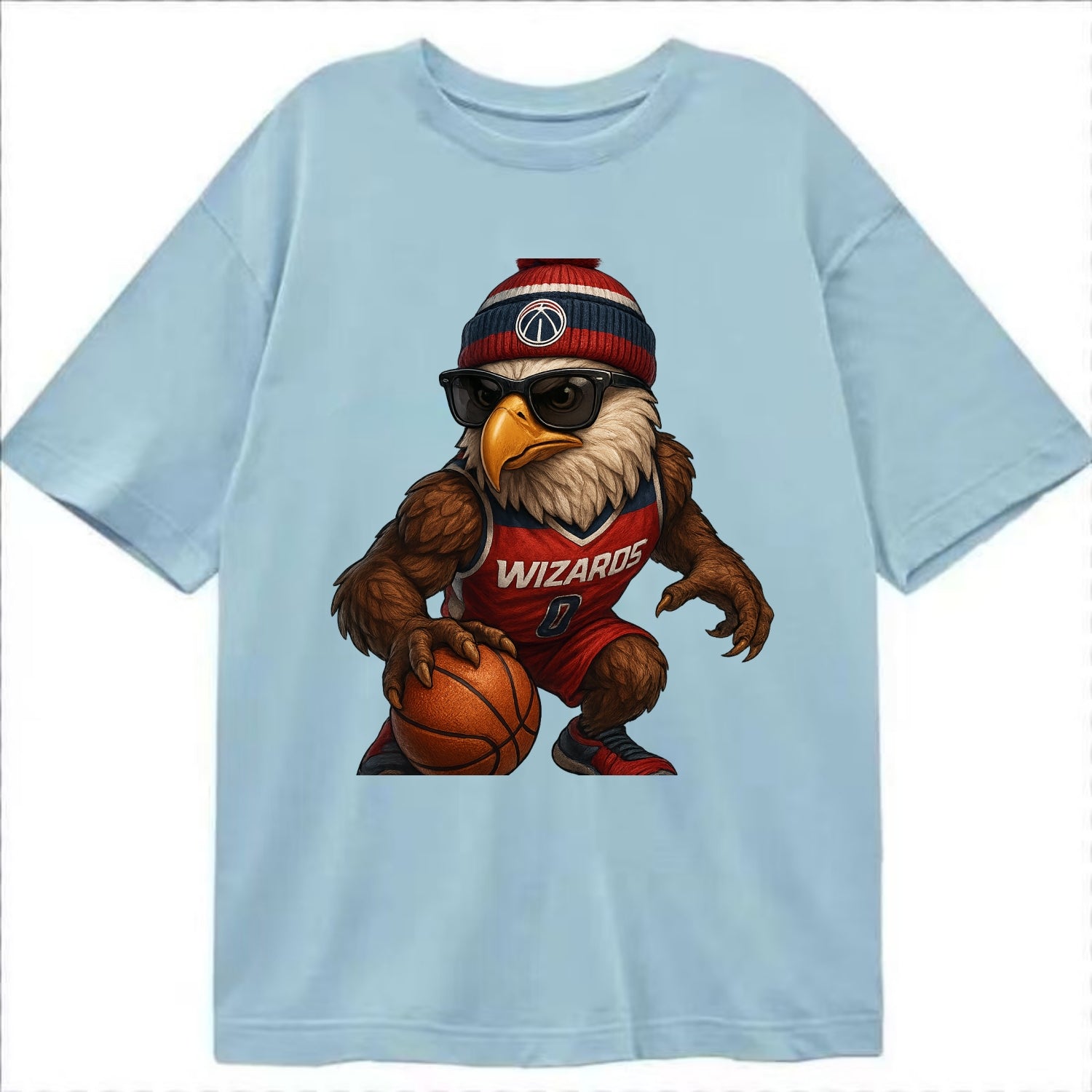 DC Eagle wearing Wizards red white and blue beanie with monument patch and - Classic T-shirt - Light Blue