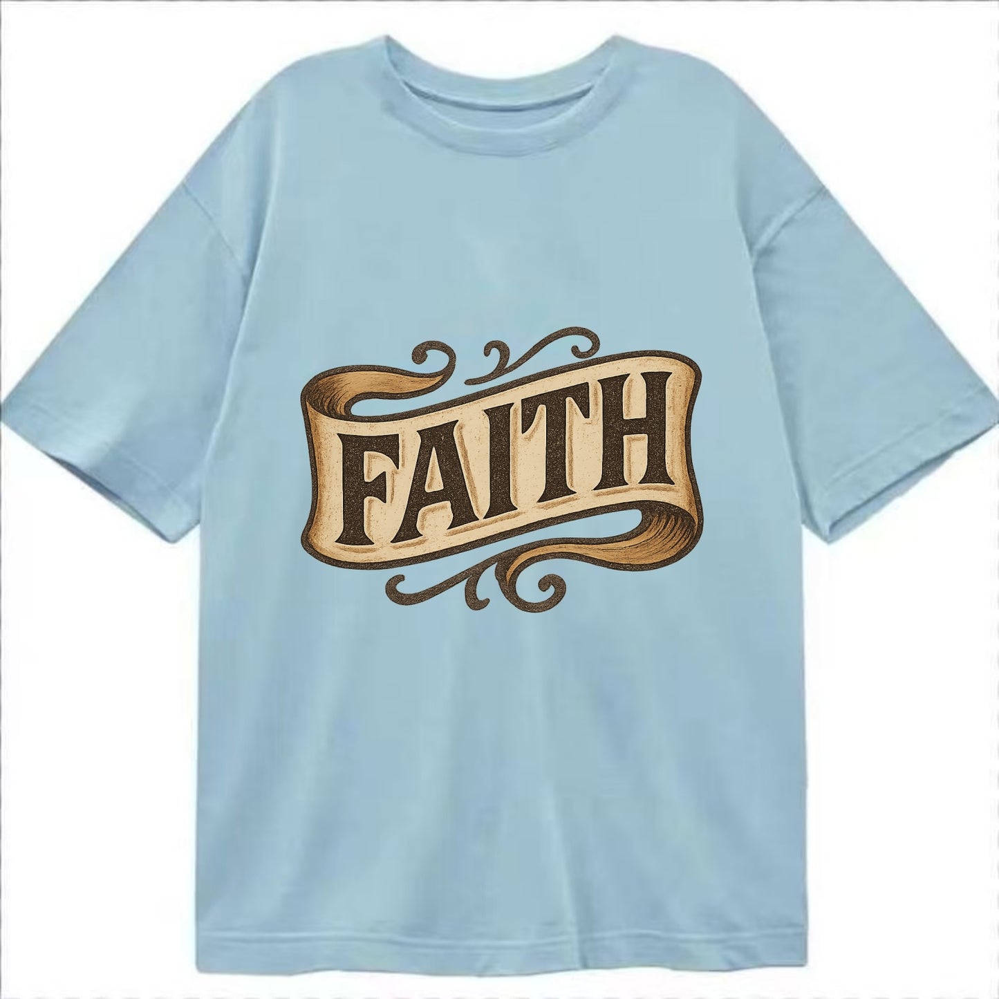 Bold typography design - "FAITH" - trust in the unseen, spiritual strength - Classic T-shirt - Light Blue