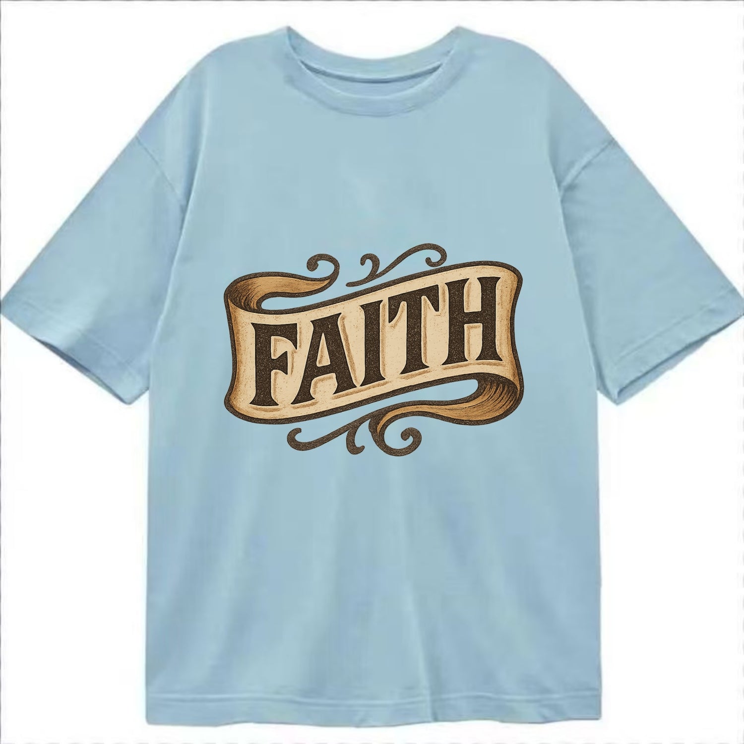 Bold typography design - "FAITH" - trust in the unseen, spiritual strength - Classic T-shirt - Light Blue