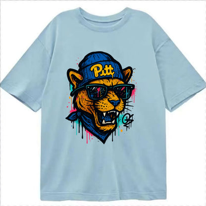 Pittsburgh Panther wearing Pitt beanie with script patch - Classic T-shirt - Light Blue