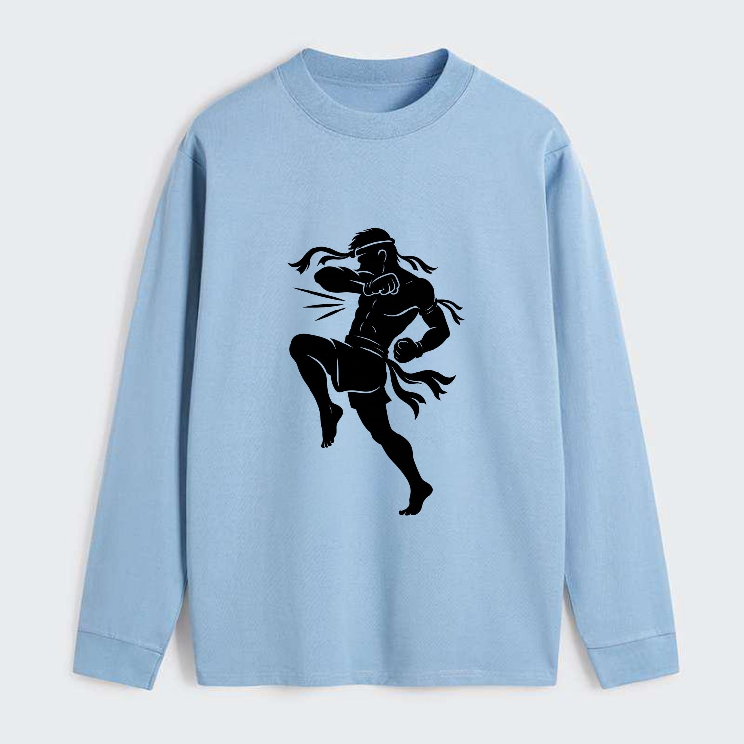 Thai Muay Thai fighter elbow strike - Classic Long Sleeve Shirt - Light Blue