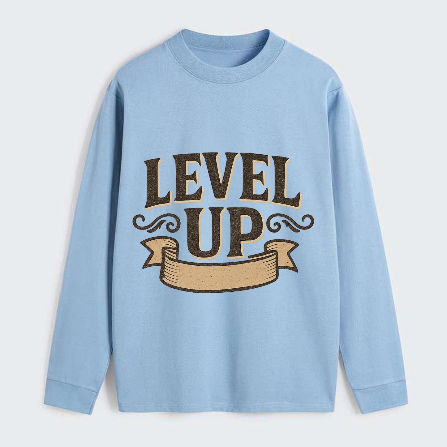 Bold typography design - "LEVEL UP" - improving, advancing, growing - Classic Long Sleeve Shirt - Light Blue