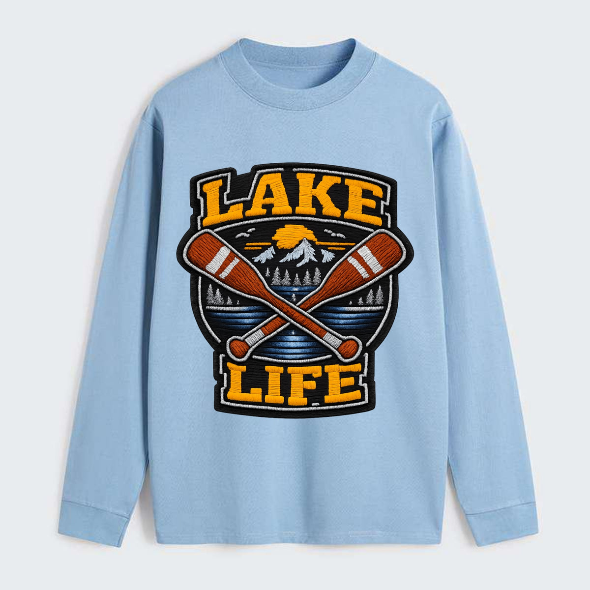CANOE PADDLE - wooden paddle crossed in brown and cream , lake life - Classic Long Sleeve Shirt - Light Blue