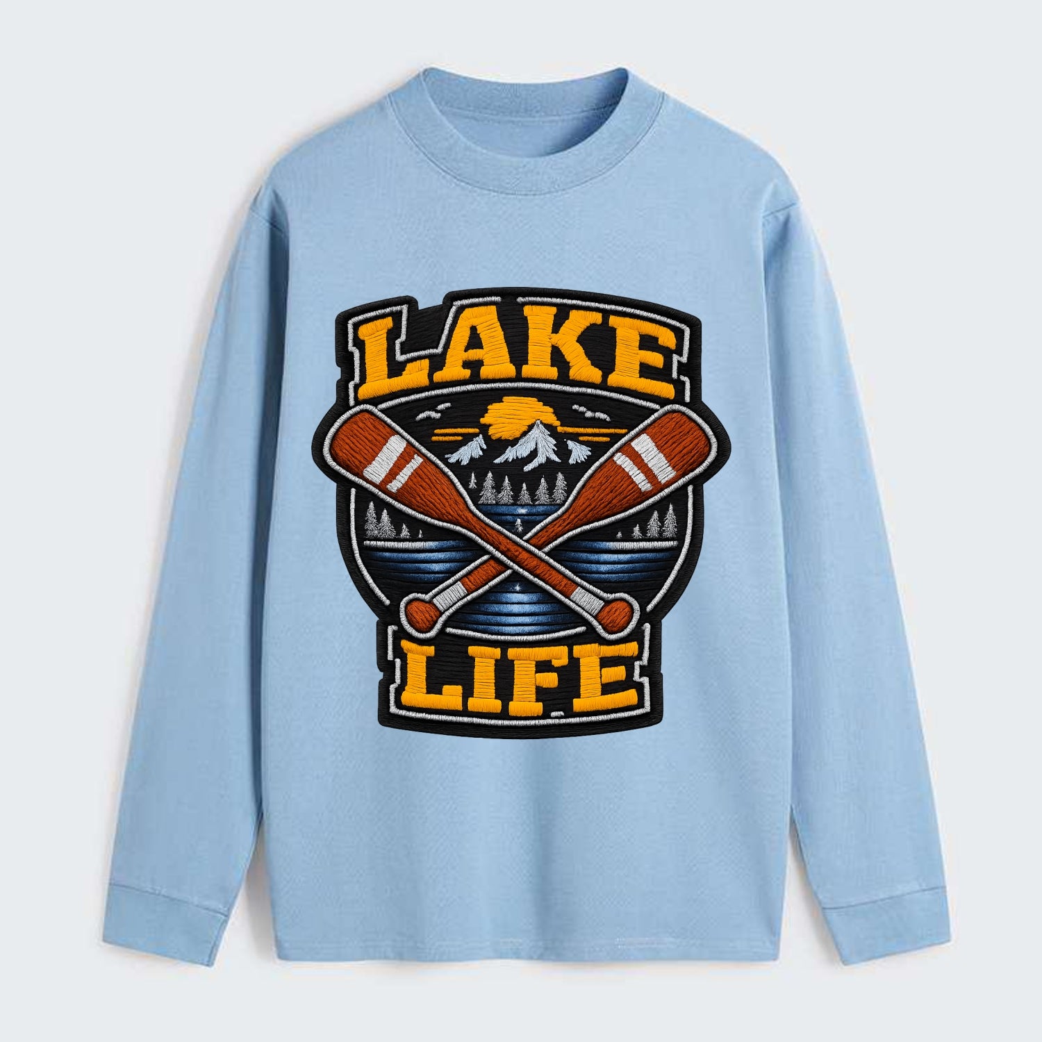 CANOE PADDLE - wooden paddle crossed in brown and cream , lake life - Classic Long Sleeve Shirt - Light Blue