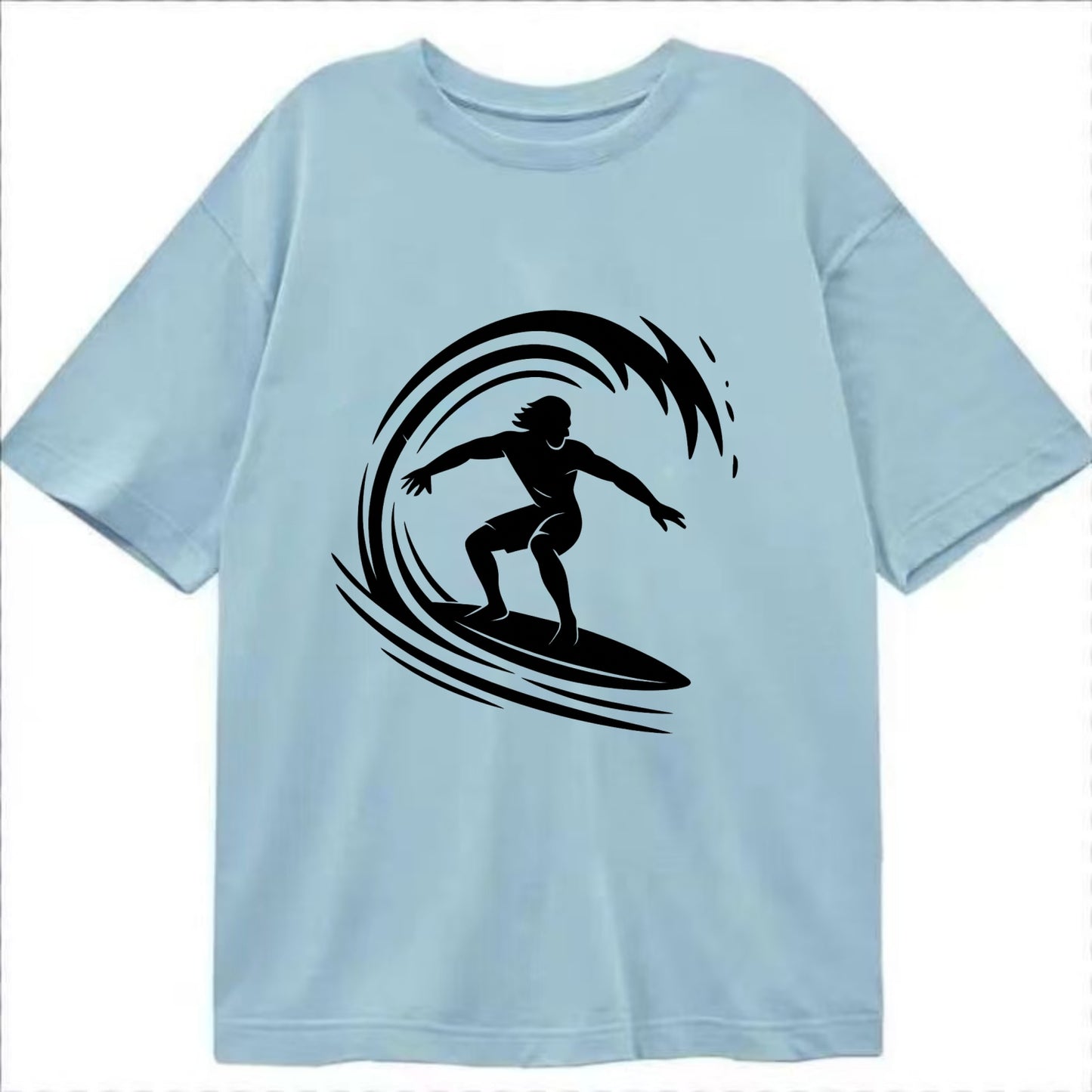 Hawaiian surfer riding big wave - Classic T-shirt - Light Blue