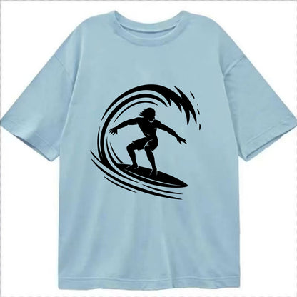Hawaiian surfer riding big wave - Classic T-shirt - Light Blue