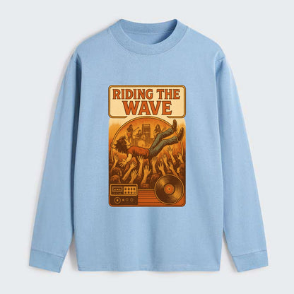 Crowd surfing at packed concert - "Riding the Wave" - concert energy - Classic Long Sleeve Shirt - Light Blue