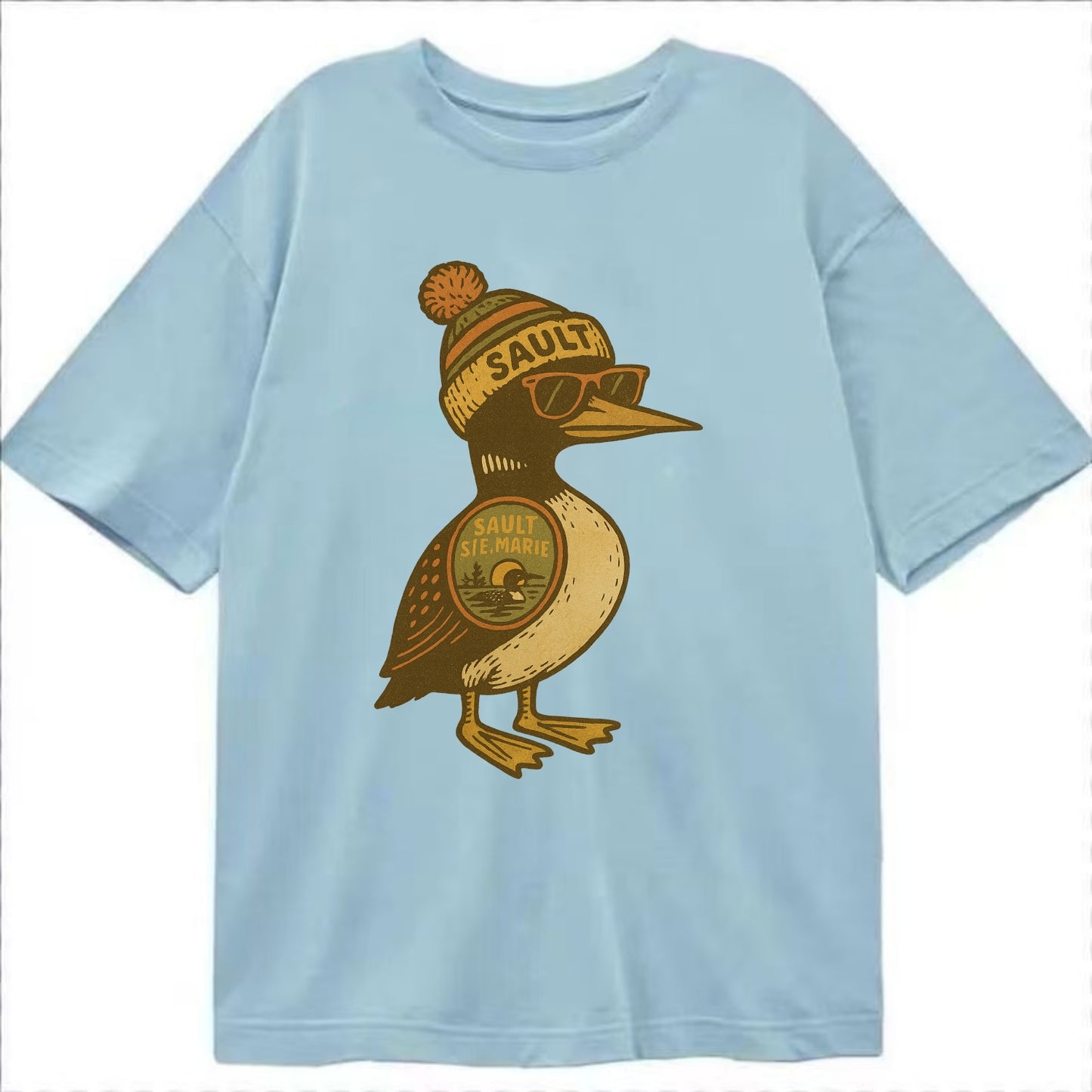 Sault Ste Marie Loon wearing Sault beani - Classic T-shirt - Light Blue