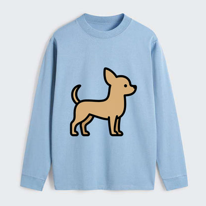 Chihuahua - Tan smooth coat flat side profile - Classic Long Sleeve Shirt - Light Blue