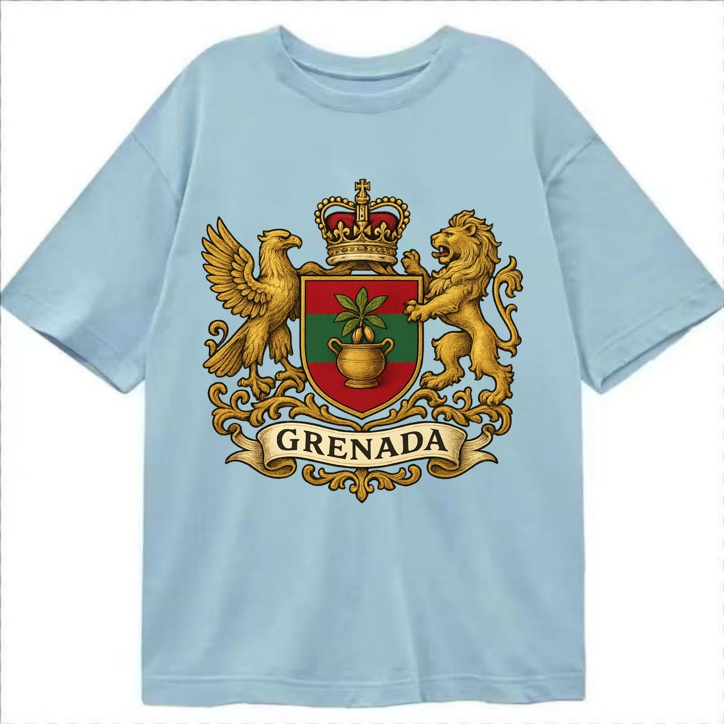 Grenada Heritage Badge  - Classic T-shirt - Light Blue