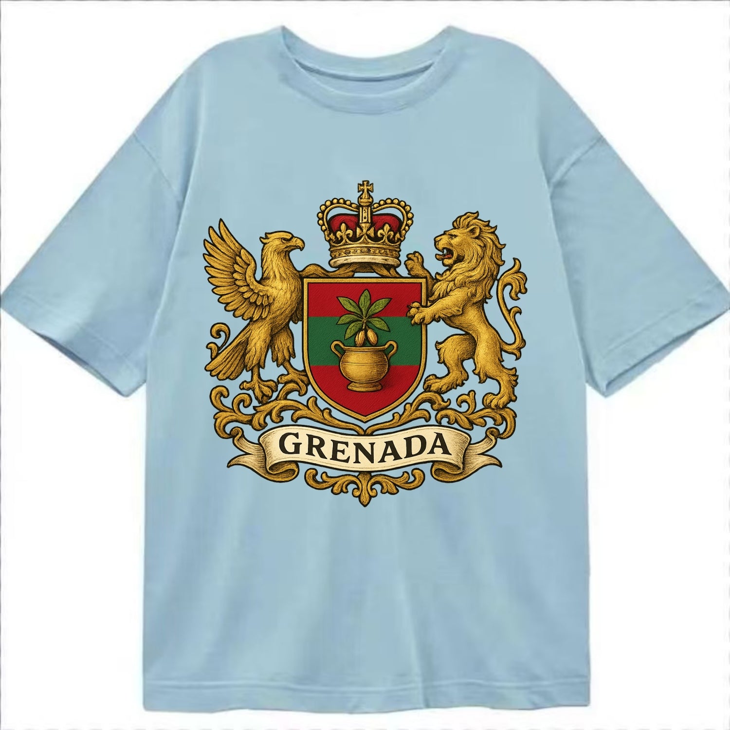 Grenada Heritage Badge  - Classic T-shirt - Light Blue