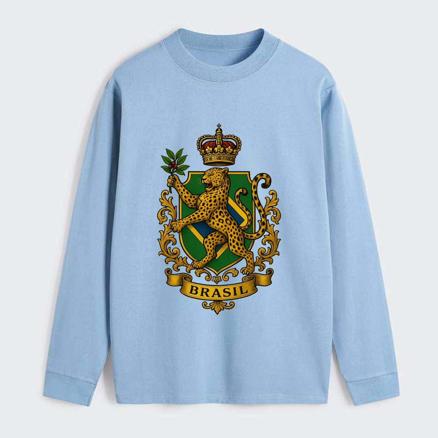 Brazil Jaguar Emblem  - Classic Long Sleeve Shirt - Light Blue