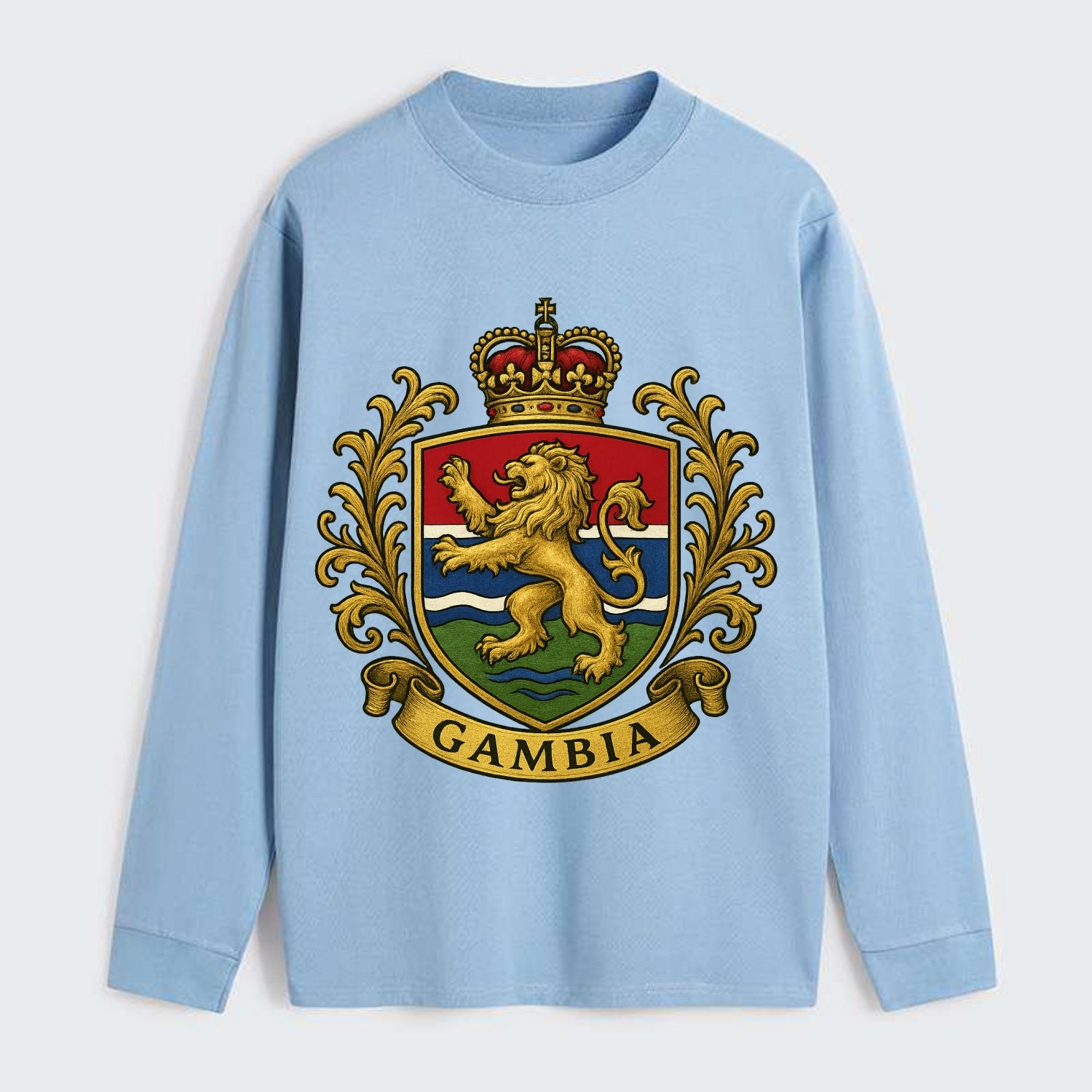 Gambia Heritage Badge  - Classic Long Sleeve Shirt - Light Blue