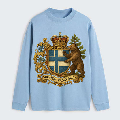 Finland Brown Bear Emblem - Classic Long Sleeve Shirt - Light Blue
