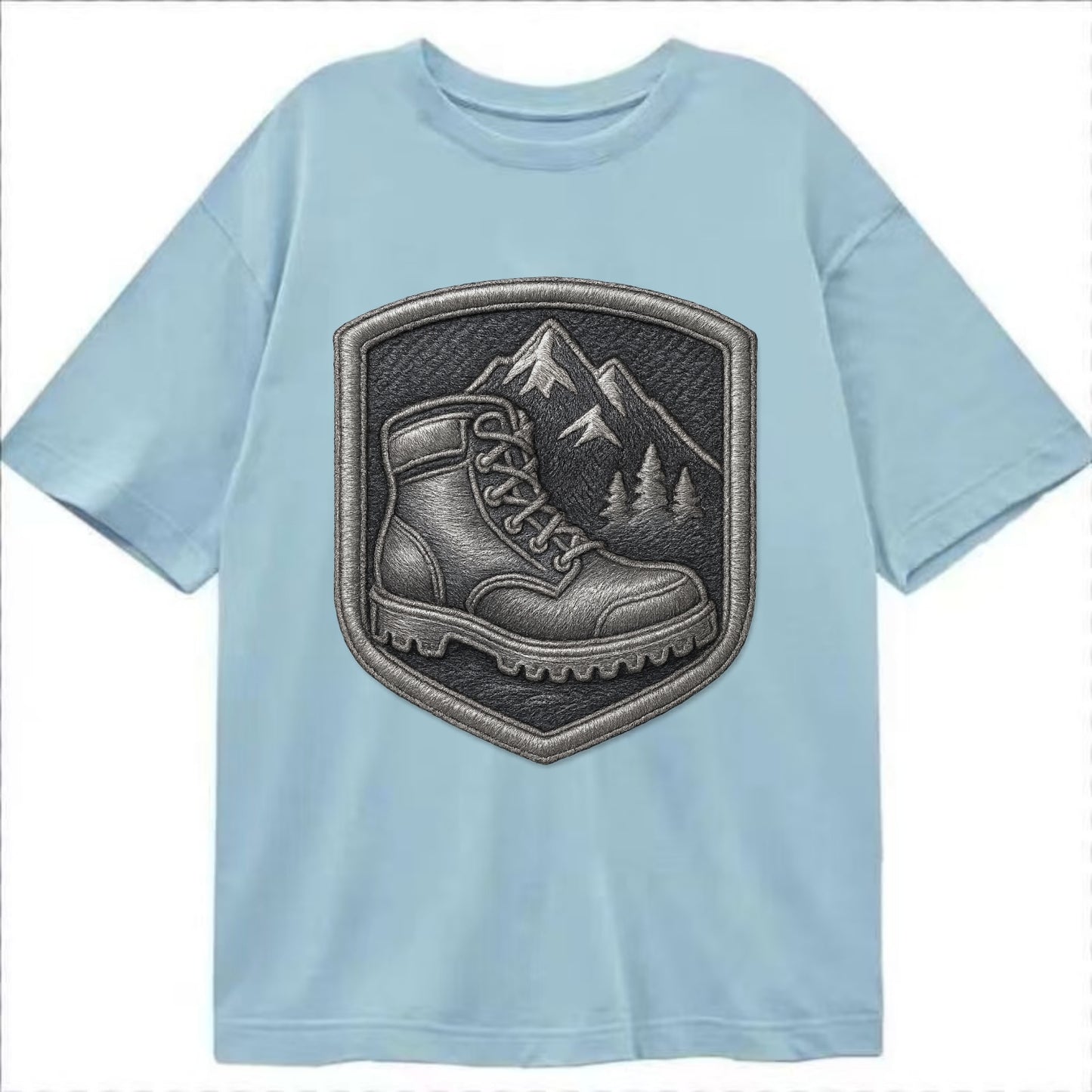 Hiking boots with mountain peak - hiker pride - Classic T-shirt - Light Blue