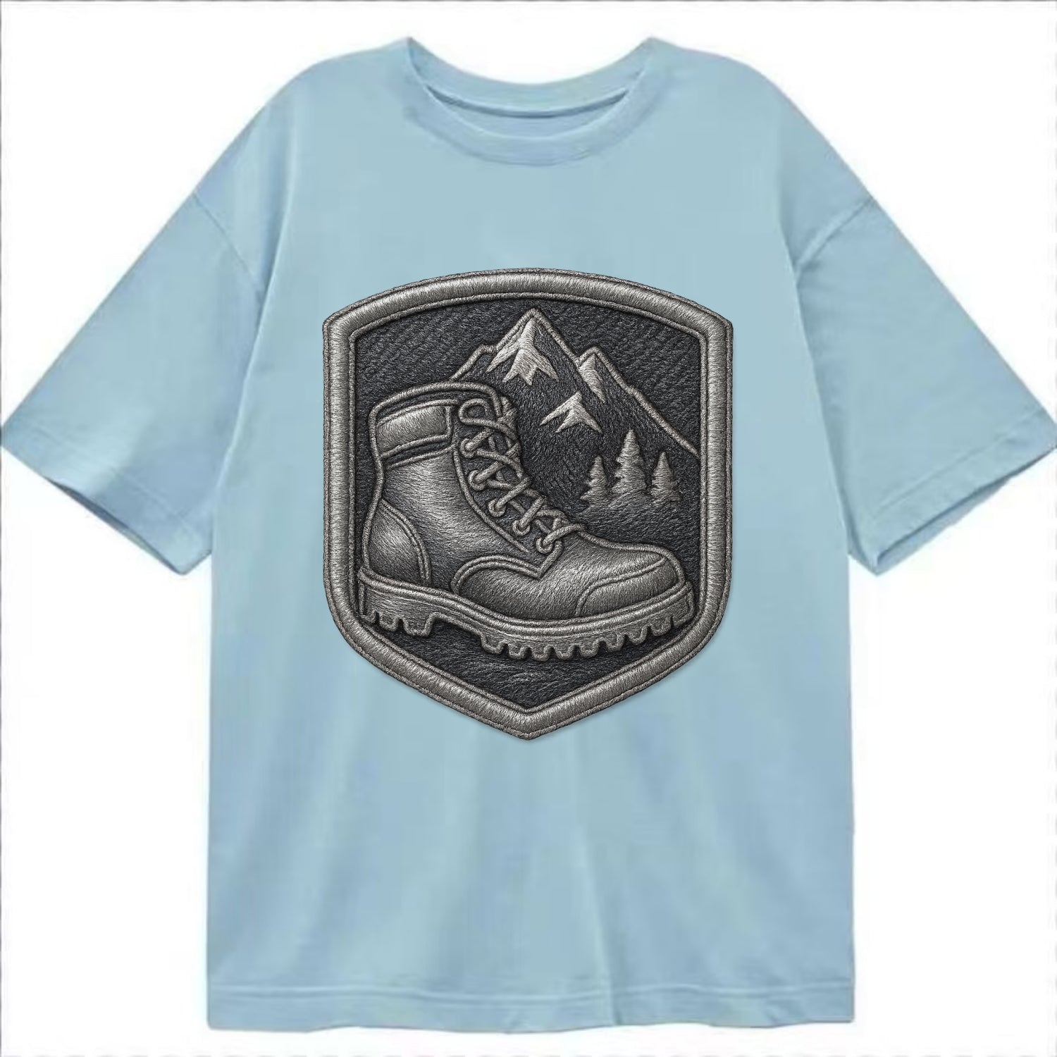 Hiking boots with mountain peak - hiker pride - Classic T-shirt - Light Blue