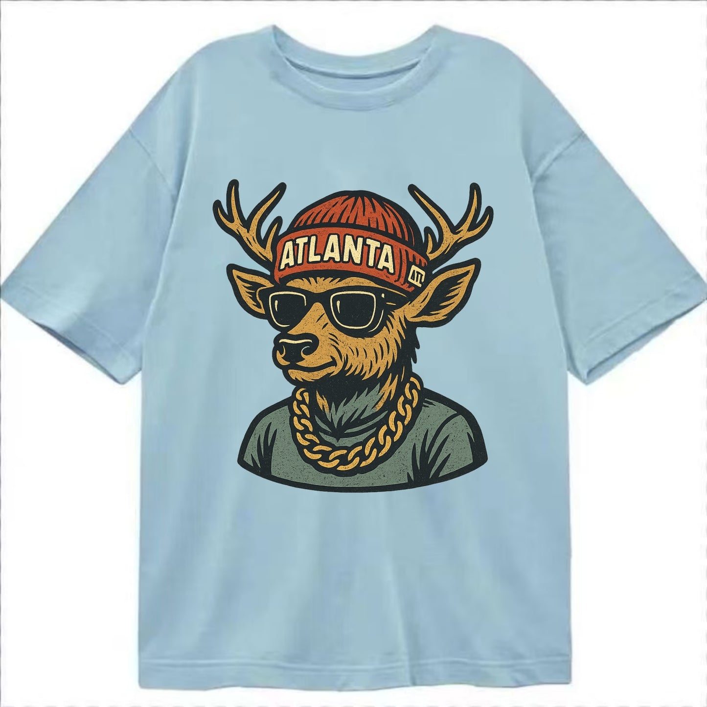 "deer" "atlanta" "atl" "red" "us South" - Classic T-shirt - Light Blue