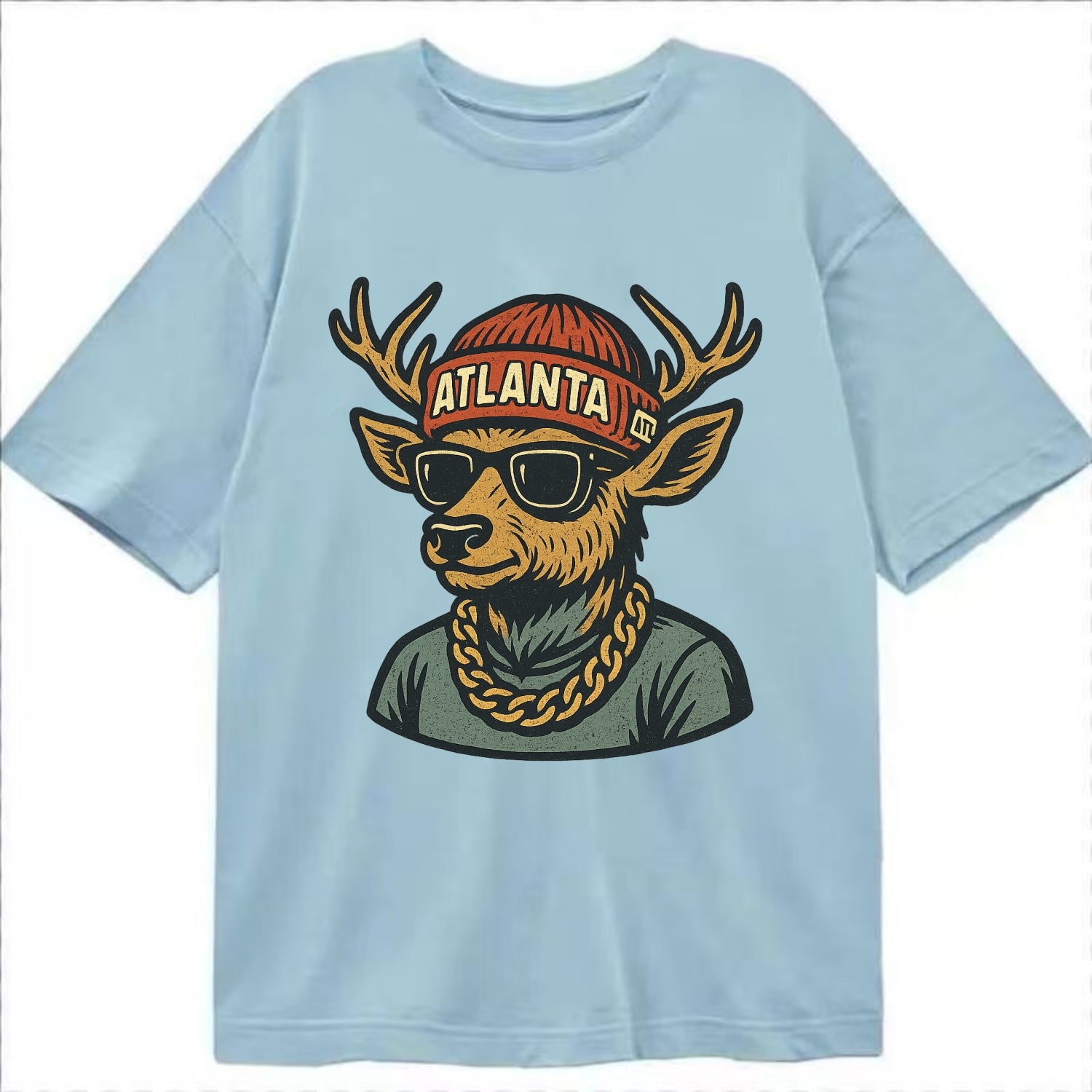 "deer" "atlanta" "atl" "red" "us South" - Classic T-shirt - Light Blue