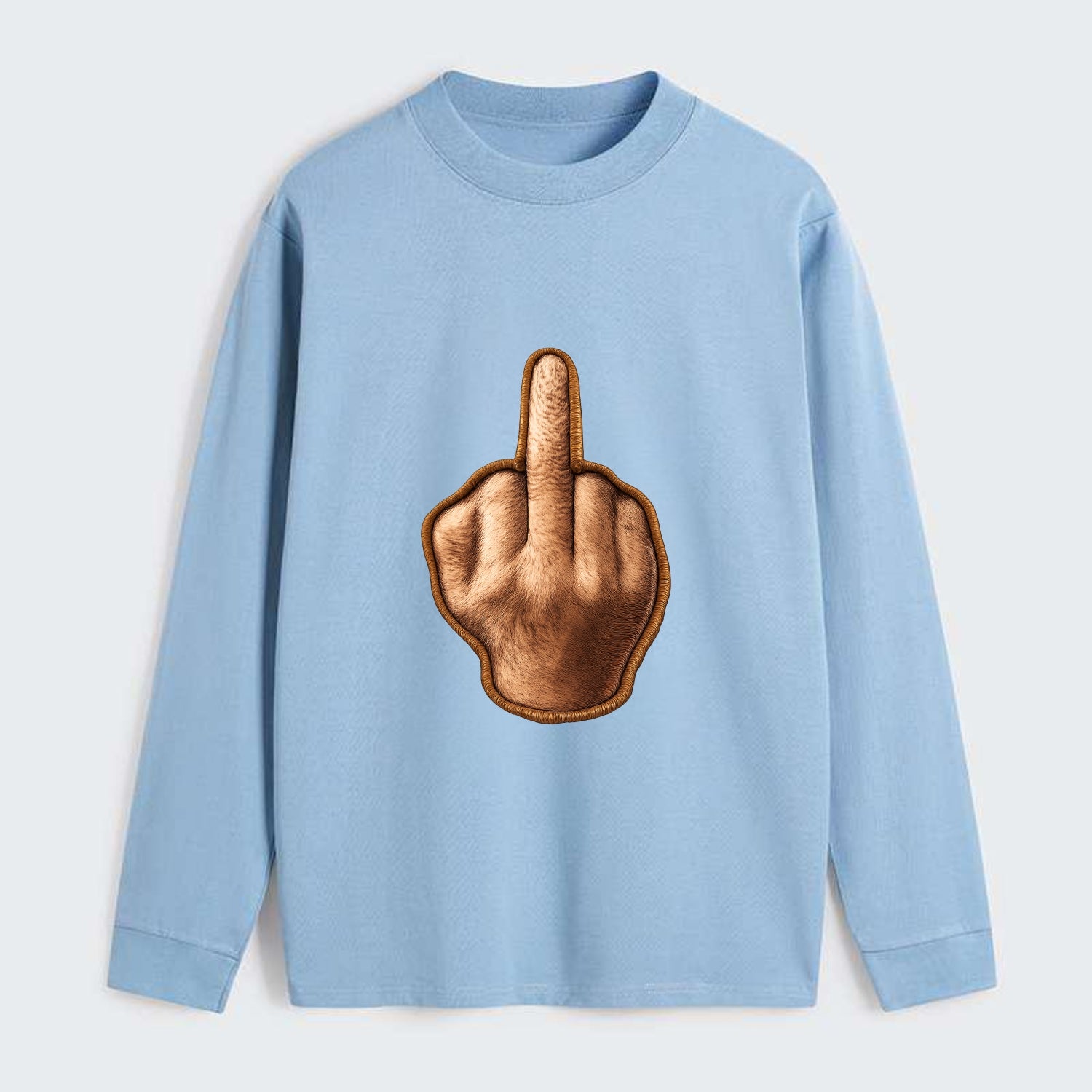 MIDDLE FINGER - hand gesture in skin tone , attitude - Classic Long Sleeve Shirt - Light Blue
