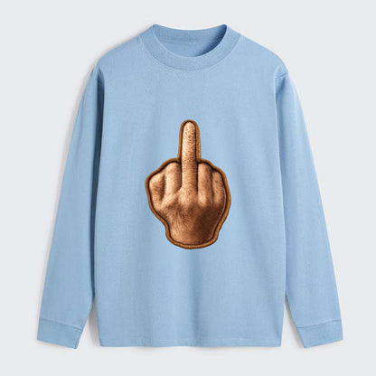 MIDDLE FINGER - hand gesture in skin tone , attitude - Classic Long Sleeve Shirt - Light Blue