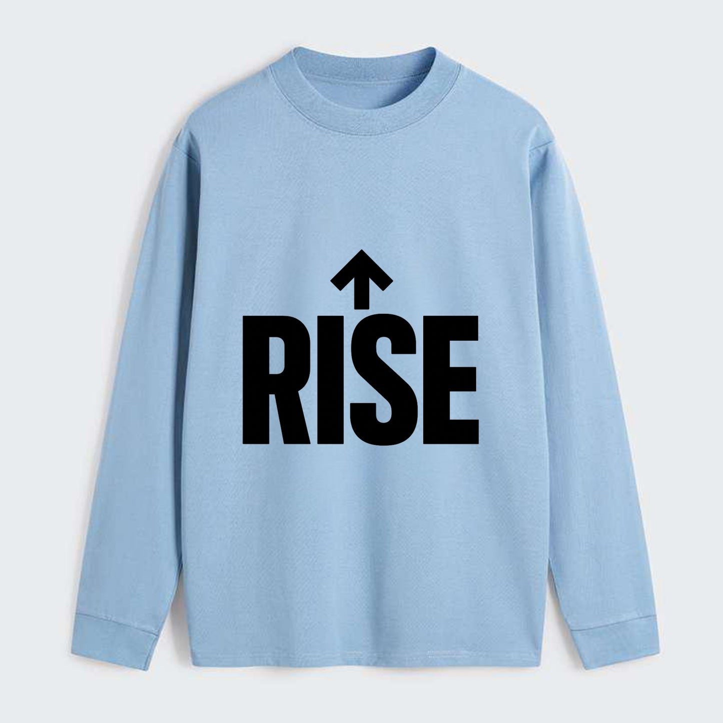 Bold typography design - "RISE" - getting up, ascending, elevating - Classic Long Sleeve Shirt - Light Blue